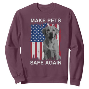 Trump Supporter Sweatshirt Make Pets Safe Again Dog Vintage American Flag TS11 Maroon Print Your Wear