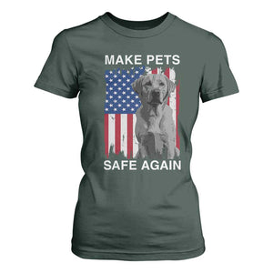 Trump Supporter T Shirt For Women Make Pets Safe Again Dog Vintage American Flag TS11 Dark Forest Green Print Your Wear