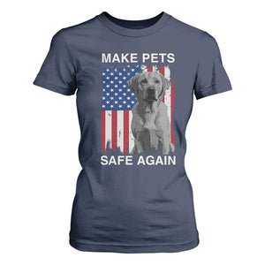 Trump Supporter T Shirt For Women Make Pets Safe Again Dog Vintage American Flag TS11 Navy Print Your Wear