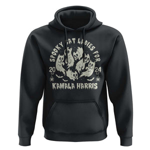 Funny Harris Halloween Hoodie Spooky Cat Ladies For Kamala Harris 2024 Ghost Cat TS11 Black Print Your Wear