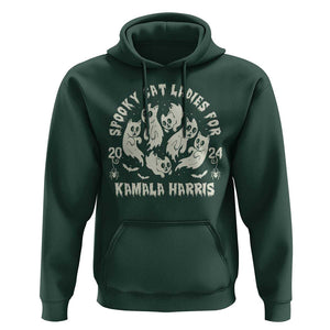 Funny Harris Halloween Hoodie Spooky Cat Ladies For Kamala Harris 2024 Ghost Cat TS11 Dark Forest Green Print Your Wear