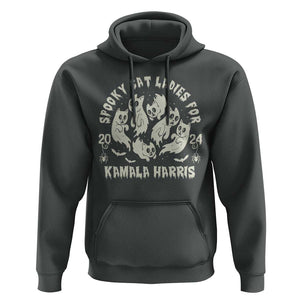 Funny Harris Halloween Hoodie Spooky Cat Ladies For Kamala Harris 2024 Ghost Cat TS11 Dark Heather Print Your Wear