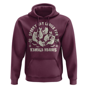 Funny Harris Halloween Hoodie Spooky Cat Ladies For Kamala Harris 2024 Ghost Cat TS11 Maroon Print Your Wear