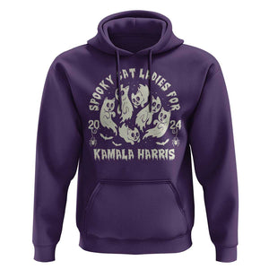 Funny Harris Halloween Hoodie Spooky Cat Ladies For Kamala Harris 2024 Ghost Cat TS11 Purple Print Your Wear