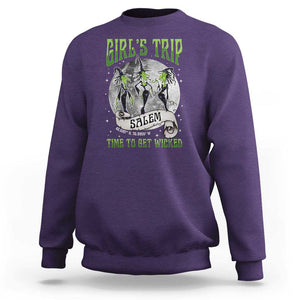 Halloween Witches Sweatshirt Girl's Trip Salem Time To Get Wicked Moon TS11 Purple Print Your Wear