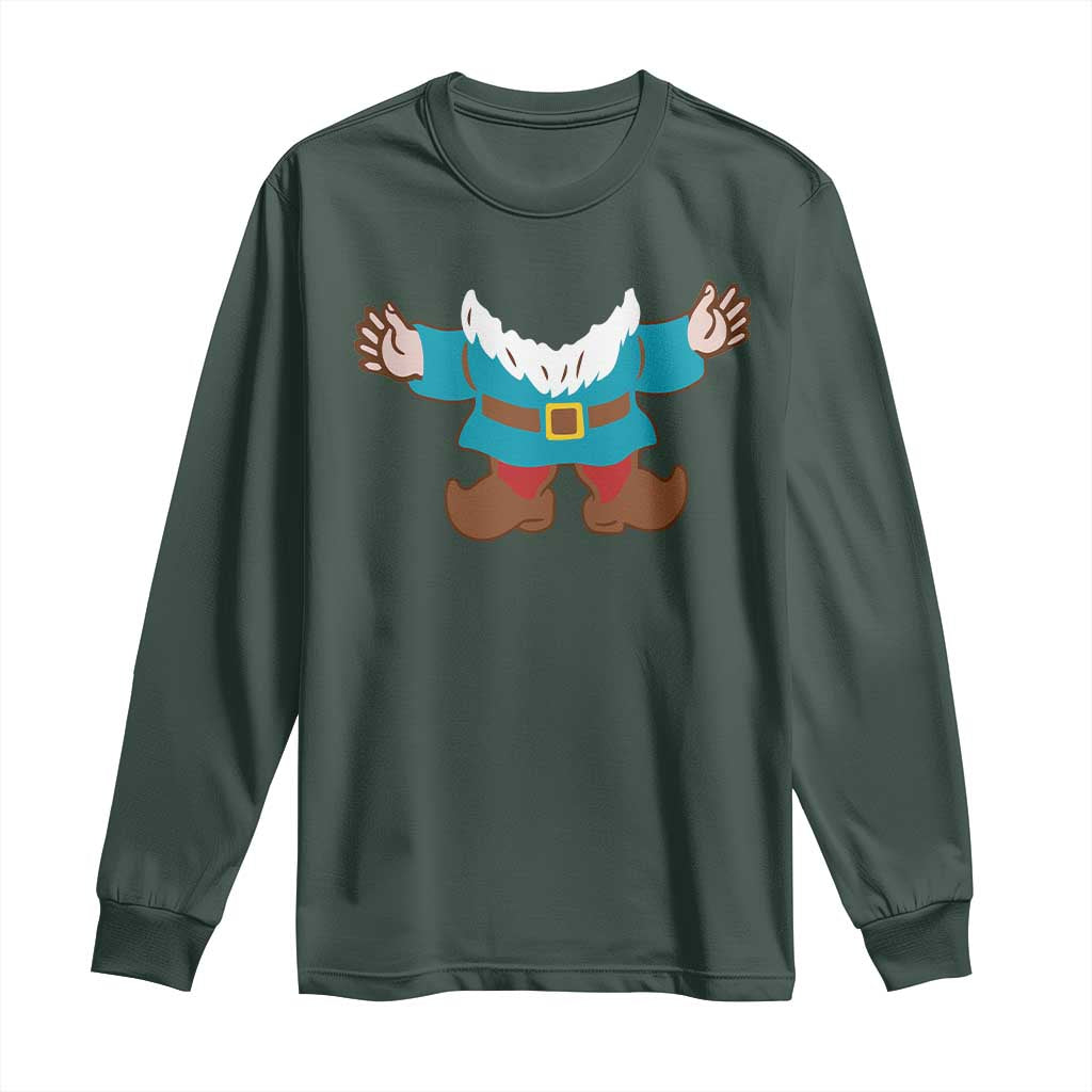 Funny Halloween Long Sleeve Shirt Garden Gnome Body Costume Beard TS11 Dark Forest Green Print Your Wear