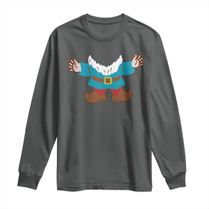 Funny Halloween Long Sleeve Shirt Garden Gnome Body Costume Beard TS11 Dark Heather Print Your Wear