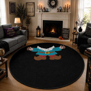 Funny Halloween Round Rug Garden Gnome Body Costume Beard
