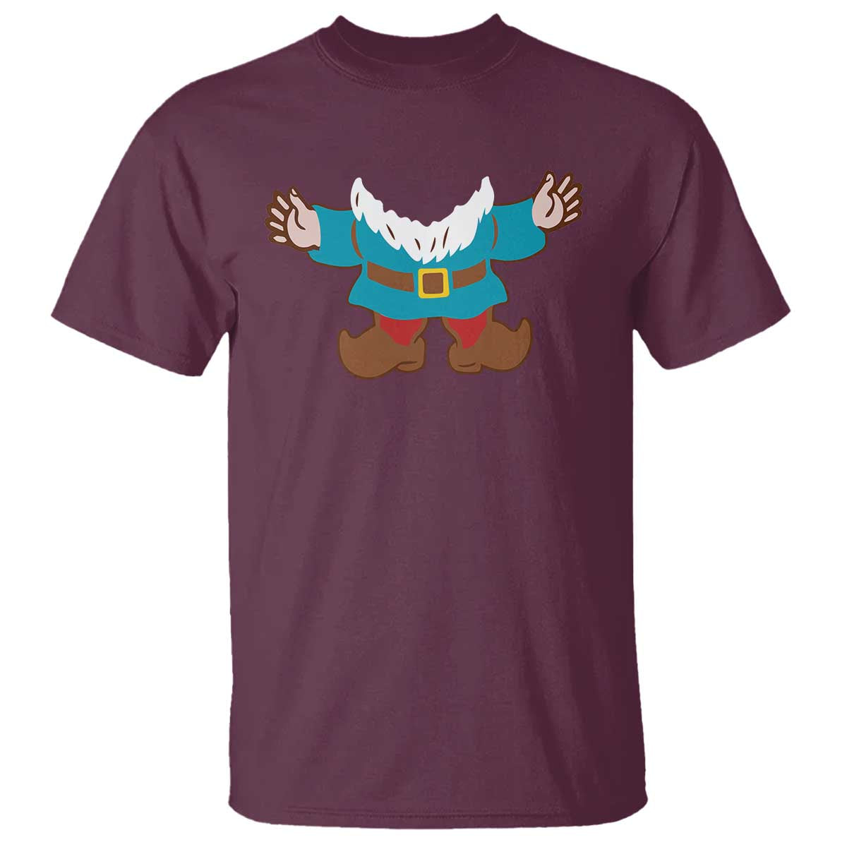 Funny Halloween T Shirt Garden Gnome Body Costume Beard TS11 Maroon Print Your Wear