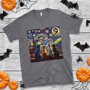 Funny Harris Halloween T Shirt Comma La Kamala Starry Night Van Gogh Cats Punctuation TS11 Charcoal Print Your Wear