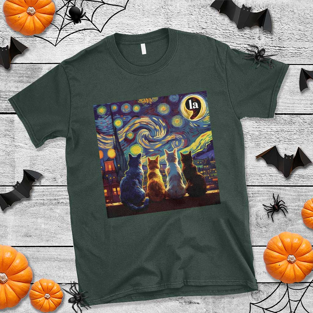 Funny Harris Halloween T Shirt Comma La Kamala Starry Night Van Gogh Cats Punctuation TS11 Dark Forest Green Print Your Wear