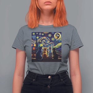 Funny Harris Halloween T Shirt For Women Comma La Kamala Starry Night Van Gogh Cats Punctuation TS11 Charcoal Print Your Wear