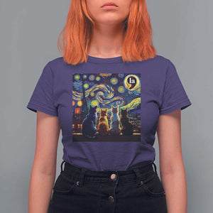 Funny Harris Halloween T Shirt For Women Comma La Kamala Starry Night Van Gogh Cats Punctuation TS11 Purple Print Your Wear