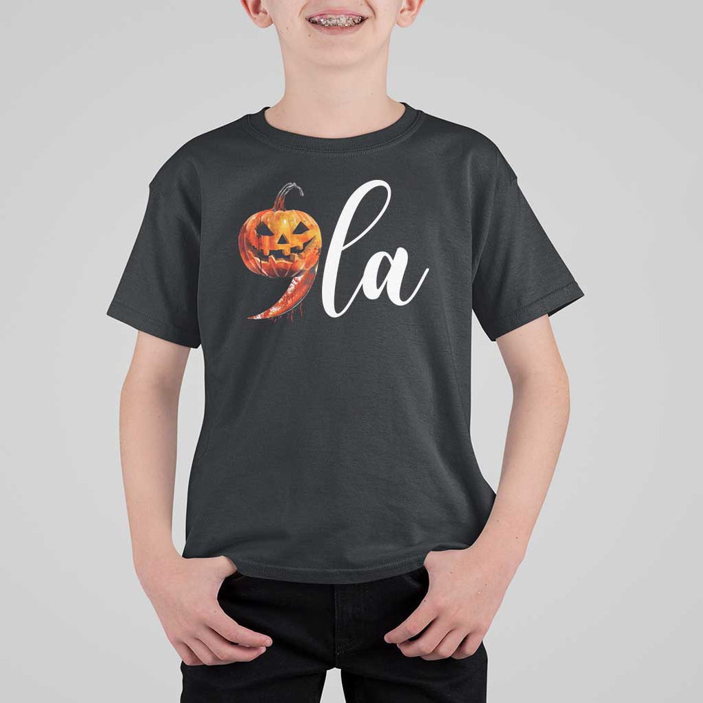 Harris Halloween T Shirt For Kid Comma La Kamala Horror Pumpkin Punctuation Knife TS11 Black Print Your Wear