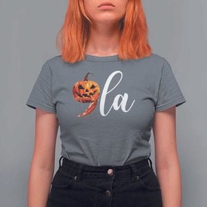 Harris Halloween T Shirt For Women Comma La Kamala Horror Pumpkin Punctuation Knife TS11 Charcoal Print Your Wear