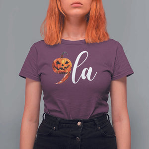 Harris Halloween T Shirt For Women Comma La Kamala Horror Pumpkin Punctuation Knife TS11 Maroon Print Your Wear