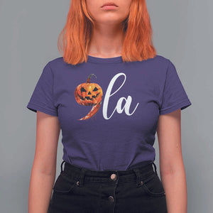 Harris Halloween T Shirt For Women Comma La Kamala Horror Pumpkin Punctuation Knife TS11 Purple Print Your Wear