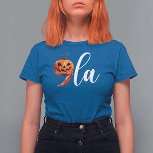 Harris Halloween T Shirt For Women Comma La Kamala Horror Pumpkin Punctuation Knife TS11 Royal Blue Print Your Wear