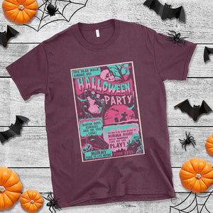 Halloween Party Poster T Shirt Terror Old Time Halloween Horror Movies Characters Skull Mummy Grave TS11 Maroon Print Your Wear