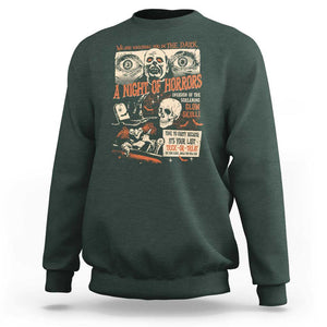 Halloween Sweatshirt Vintage Horror Movies Poster Skull Witch Grave Zombie TS11 Dark Forest Green Print Your Wear