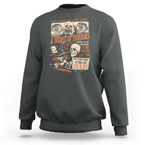 Halloween Sweatshirt Vintage Horror Movies Poster Skull Witch Grave Zombie TS11 Dark Heather Print Your Wear