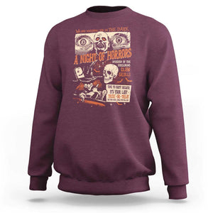 Halloween Sweatshirt Vintage Horror Movies Poster Skull Witch Grave Zombie TS11 Maroon Print Your Wear