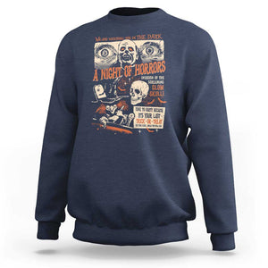 Halloween Sweatshirt Vintage Horror Movies Poster Skull Witch Grave Zombie TS11 Navy Print Your Wear