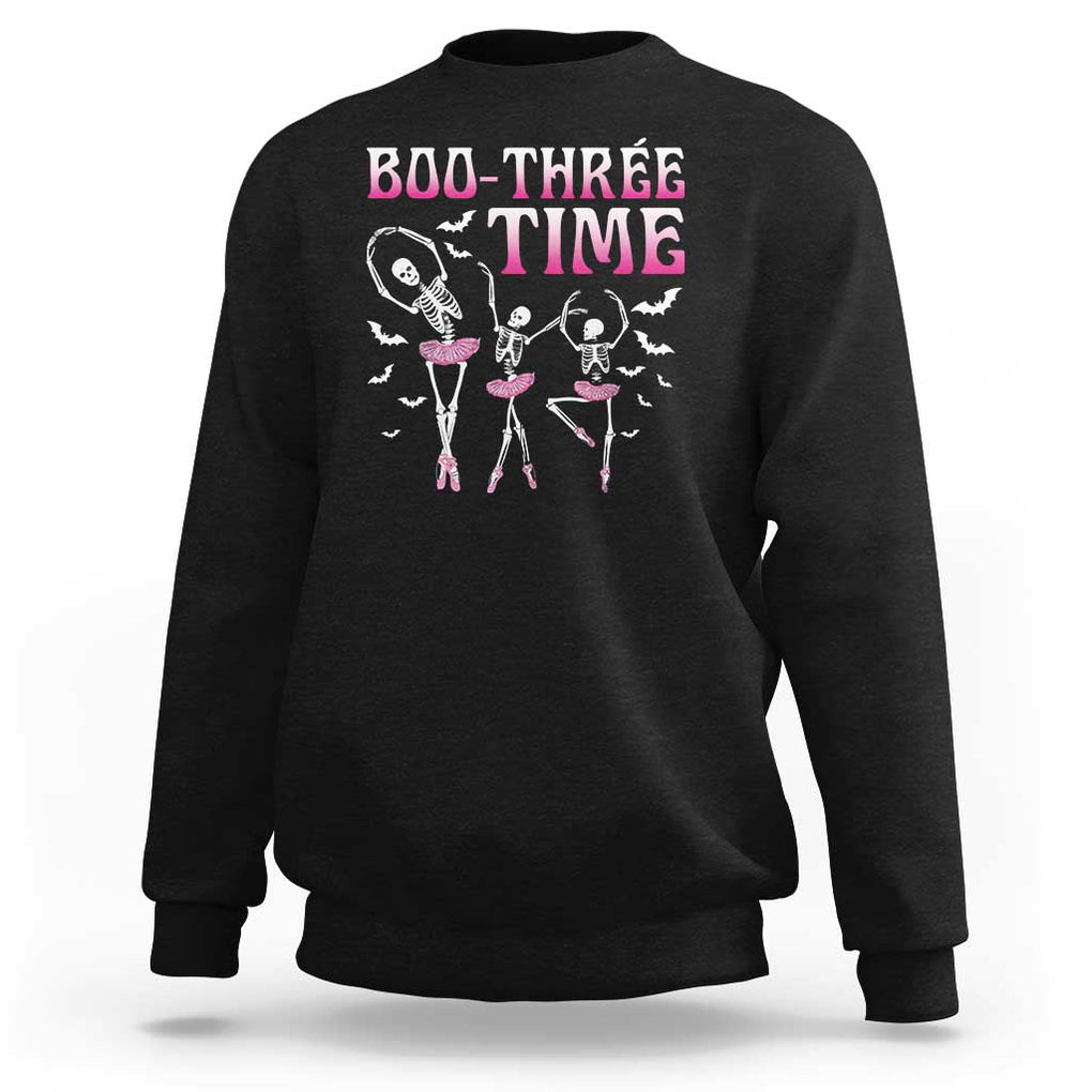 Funny Halloween Ballet Sweatshirt Boo Three Time Bourree Skeleton Dancer Bat TS11 Black Print Your Wear