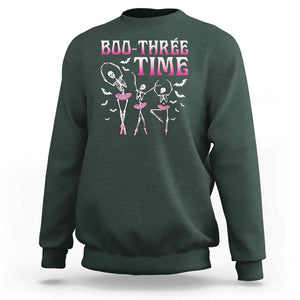 Funny Halloween Ballet Sweatshirt Boo Three Time Bourree Skeleton Dancer Bat TS11 Dark Forest Green Print Your Wear