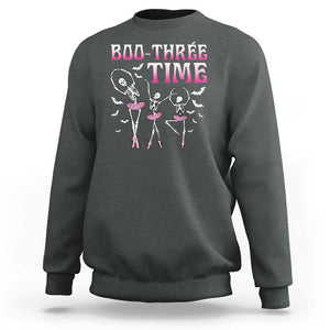 Funny Halloween Ballet Sweatshirt Boo Three Time Bourree Skeleton Dancer Bat TS11 Dark Heather Print Your Wear