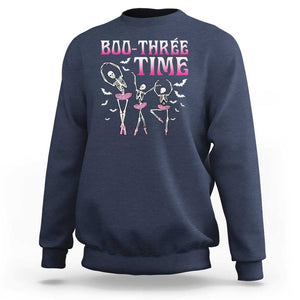 Funny Halloween Ballet Sweatshirt Boo Three Time Bourree Skeleton Dancer Bat TS11 Navy Print Your Wear