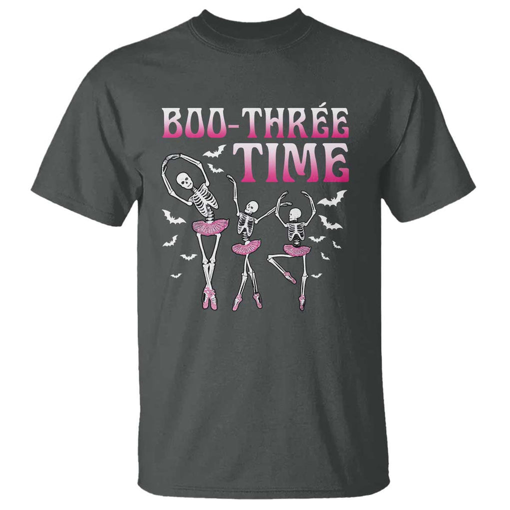Funny Halloween Ballet T Shirt Boo Three Time Bourree Skeleton Dancer Bat TS11 Dark Heather Print Your Wear