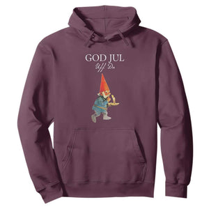 Funny Yule Tomte Hoodie God Jul Uff Da Swedish Christmas Gnome TS11 Maroon Print Your Wear