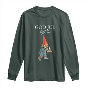 Funny Yule Tomte Long Sleeve Shirt God Jul Uff Da Swedish Christmas Gnome TS11 Dark Forest Green Print Your Wear