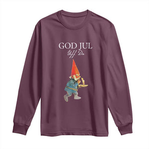 Funny Yule Tomte Long Sleeve Shirt God Jul Uff Da Swedish Christmas Gnome TS11 Maroon Print Your Wear