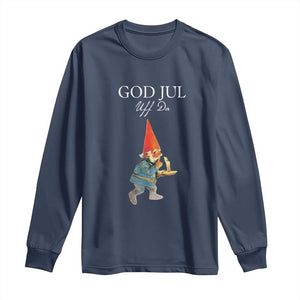 Funny Yule Tomte Long Sleeve Shirt God Jul Uff Da Swedish Christmas Gnome TS11 Navy Print Your Wear