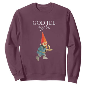 Funny Yule Tomte Sweatshirt God Jul Uff Da Swedish Christmas Gnome TS11 Maroon Print Your Wear