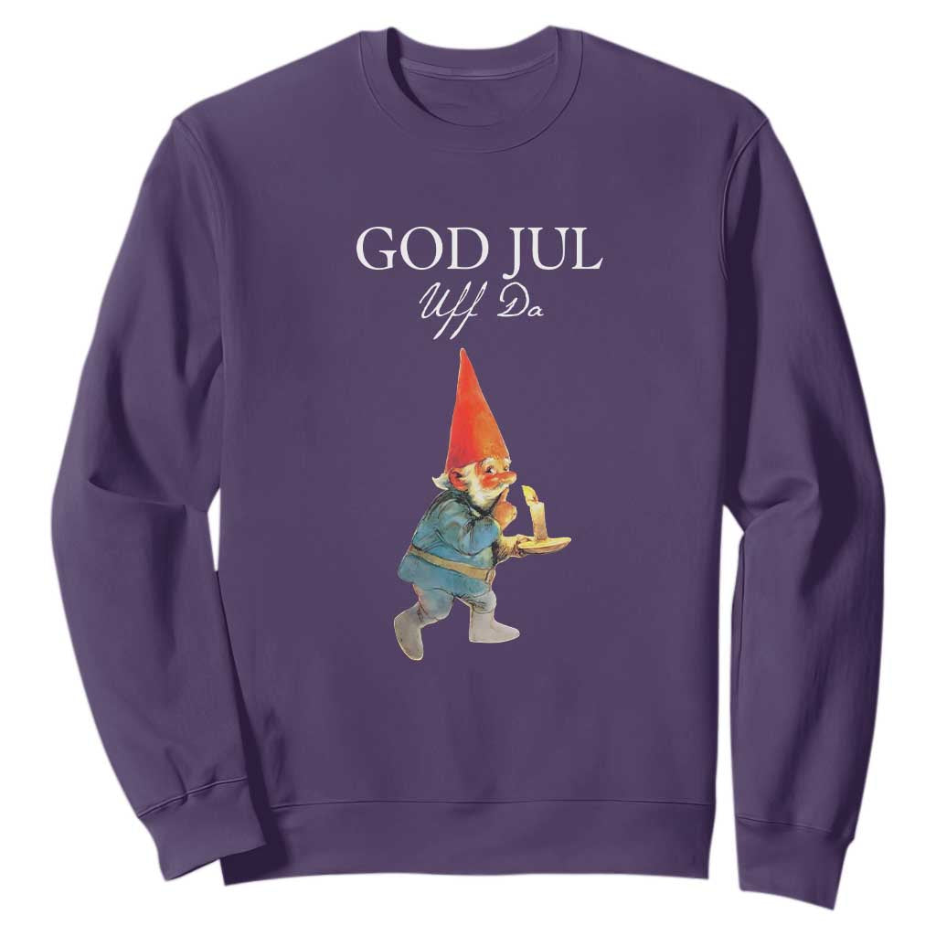 Funny Yule Tomte Sweatshirt God Jul Uff Da Swedish Christmas Gnome TS11 Purple Print Your Wear