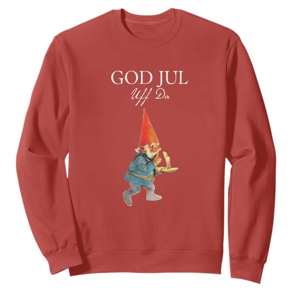 Funny Yule Tomte Sweatshirt God Jul Uff Da Swedish Christmas Gnome TS11 Red Print Your Wear