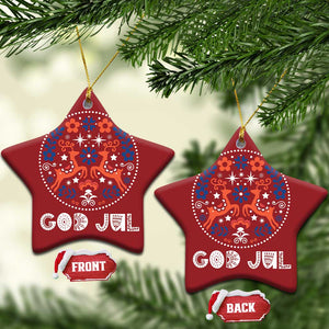 Yule God Jul Christmas Ornament Folk Art Scandinavian Reindeers TS11 Star Red Print Your Wear