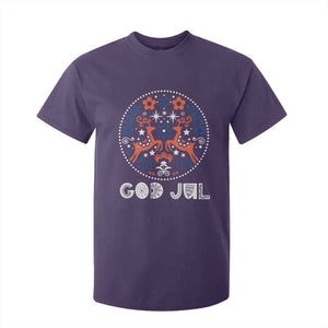 Yule God Jul T Shirt For Kid Folk Art Scandinavian Reindeers TS11 Purple Print Your Wear