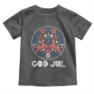 Yule God Jul Toddler T Shirt Folk Art Scandinavian Reindeers TS11 Dark Heather Print Your Wear