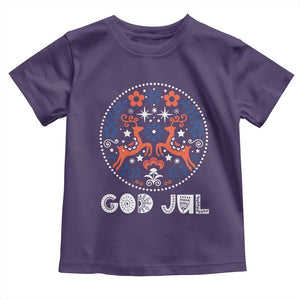 Yule God Jul Toddler T Shirt Folk Art Scandinavian Reindeers TS11 Purple Print Your Wear