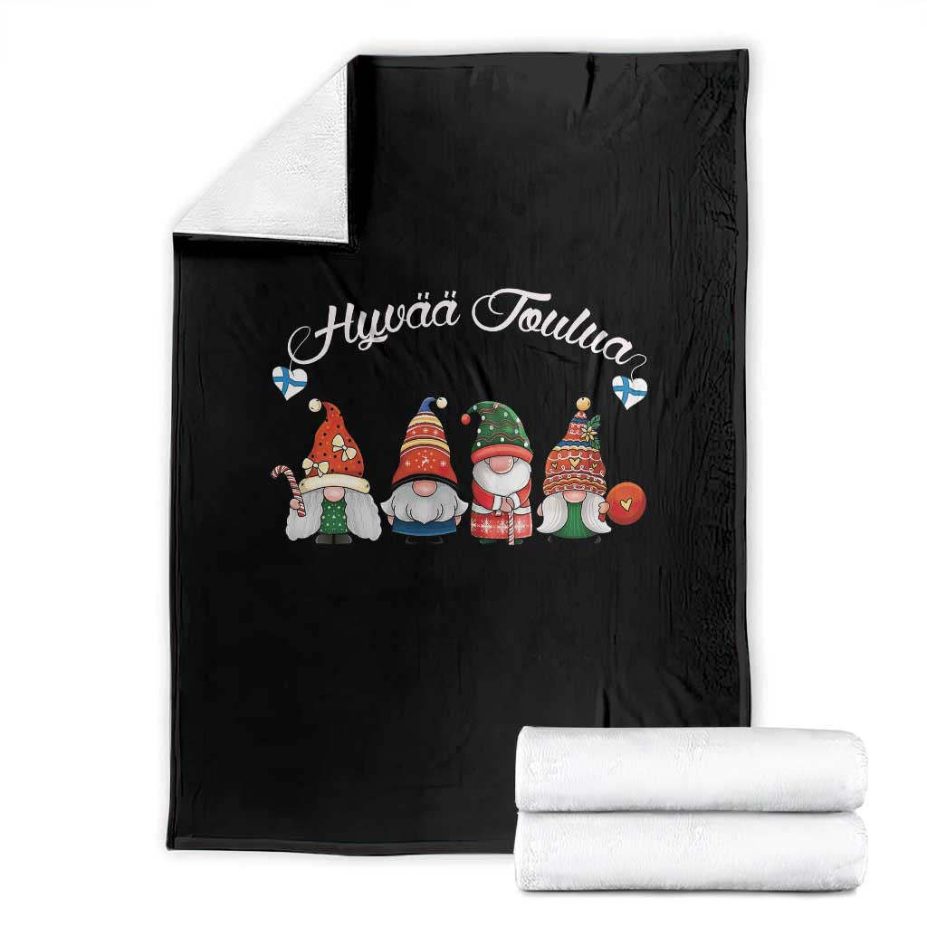 Hyvaa Joulua Throw Blanket Finland Christmas Gnome Korsnäs Sweater TS11 Black Print Your Wear