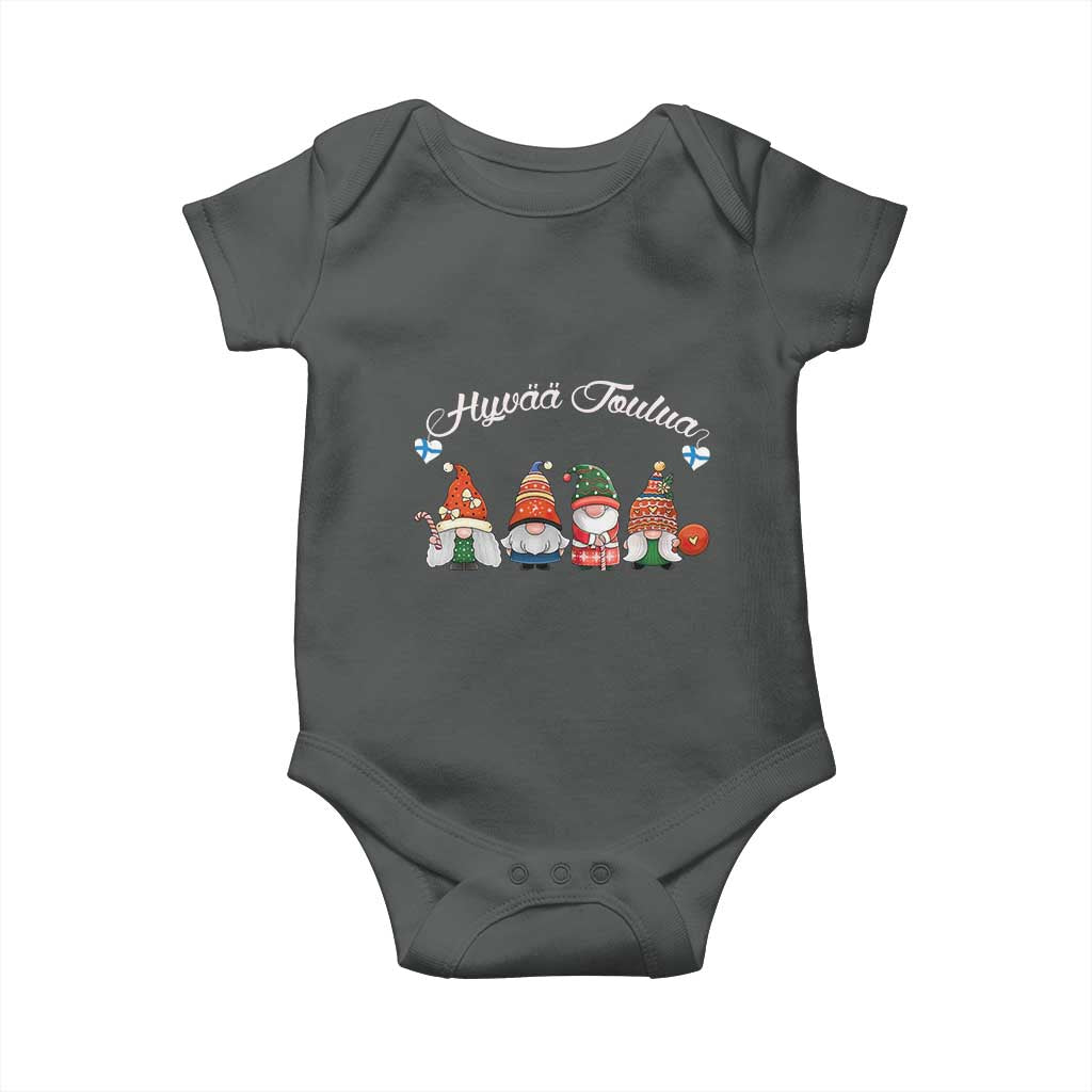 Hyvaa Joulua Baby Onesie Finland Christmas Gnome Korsns Sweater TS11 Dark Heather Print Your Wear