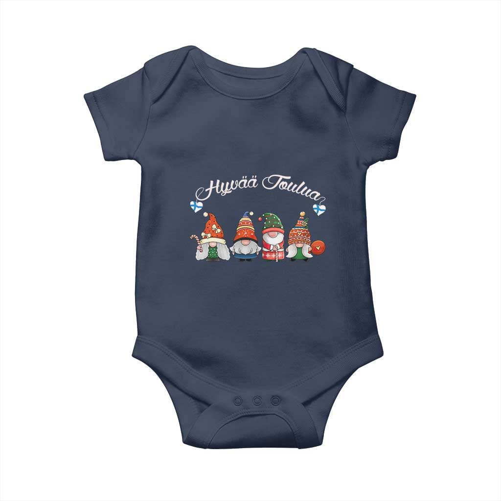 Hyvaa Joulua Baby Onesie Finland Christmas Gnome Korsns Sweater TS11 Navy Print Your Wear