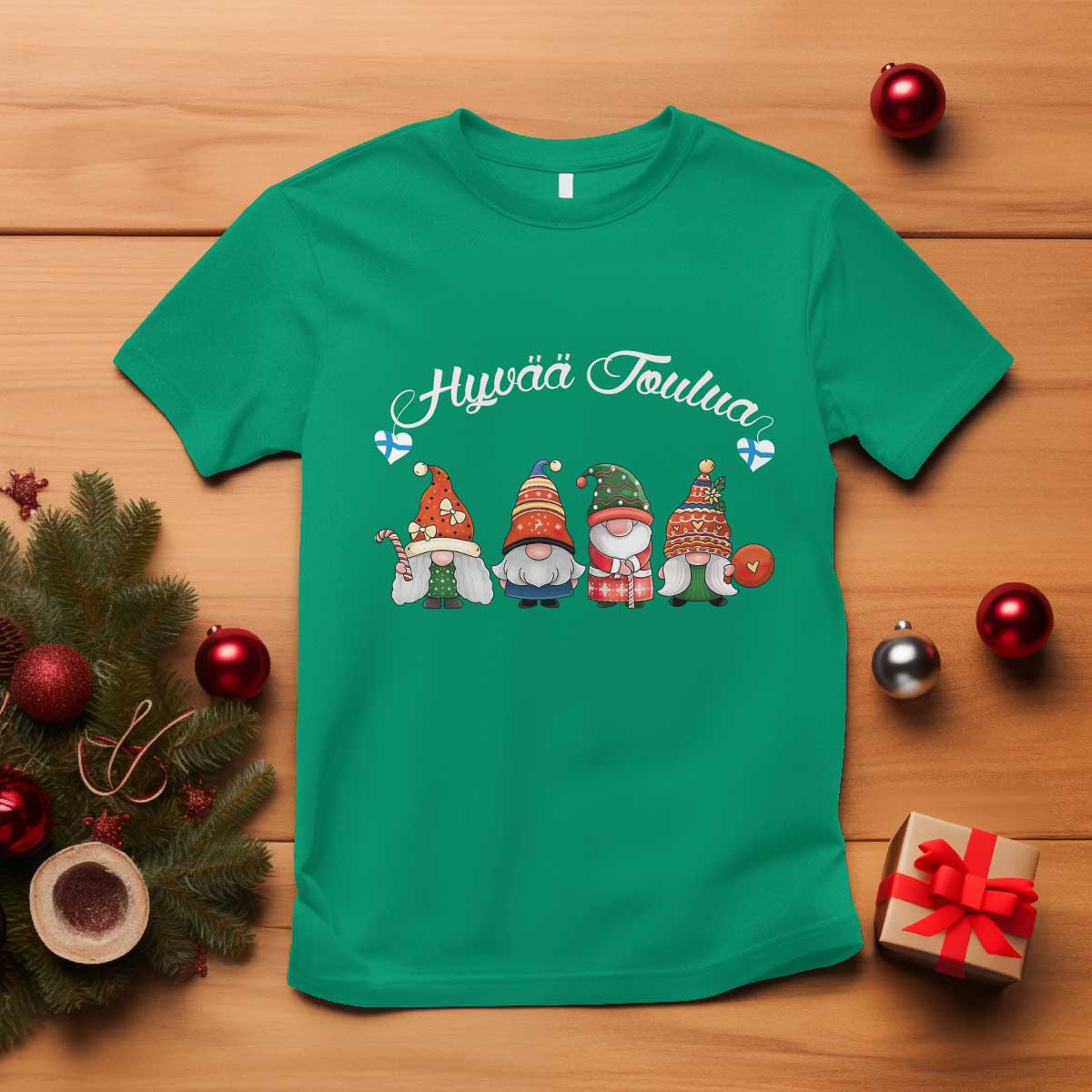 Hyvaa Joulua T Shirt Finland Christmas Gnome Korsns Sweater TS11 Irish Green Print Your Wear