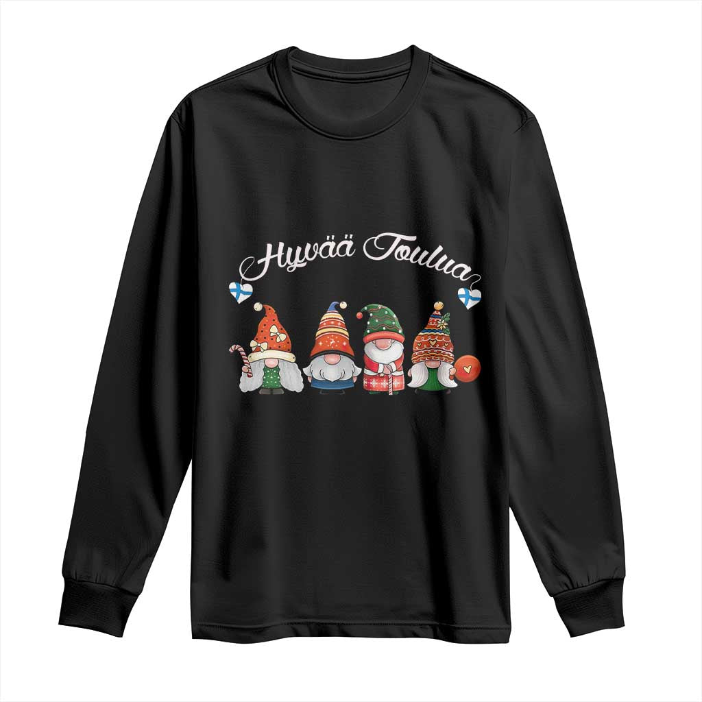 Hyvaa Joulua Long Sleeve Shirt Finland Christmas Gnome Korsns Sweater TS11 Black Print Your Wear