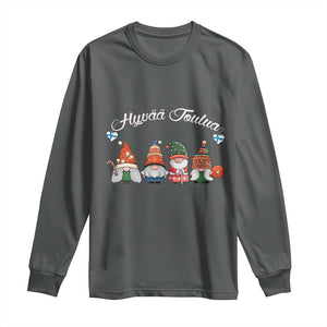 Hyvaa Joulua Long Sleeve Shirt Finland Christmas Gnome Korsns Sweater TS11 Dark Heather Print Your Wear