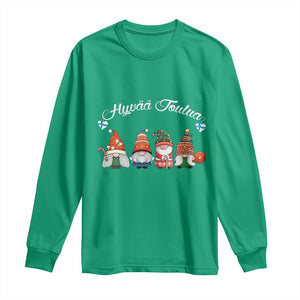 Hyvaa Joulua Long Sleeve Shirt Finland Christmas Gnome Korsns Sweater TS11 Irish Green Print Your Wear